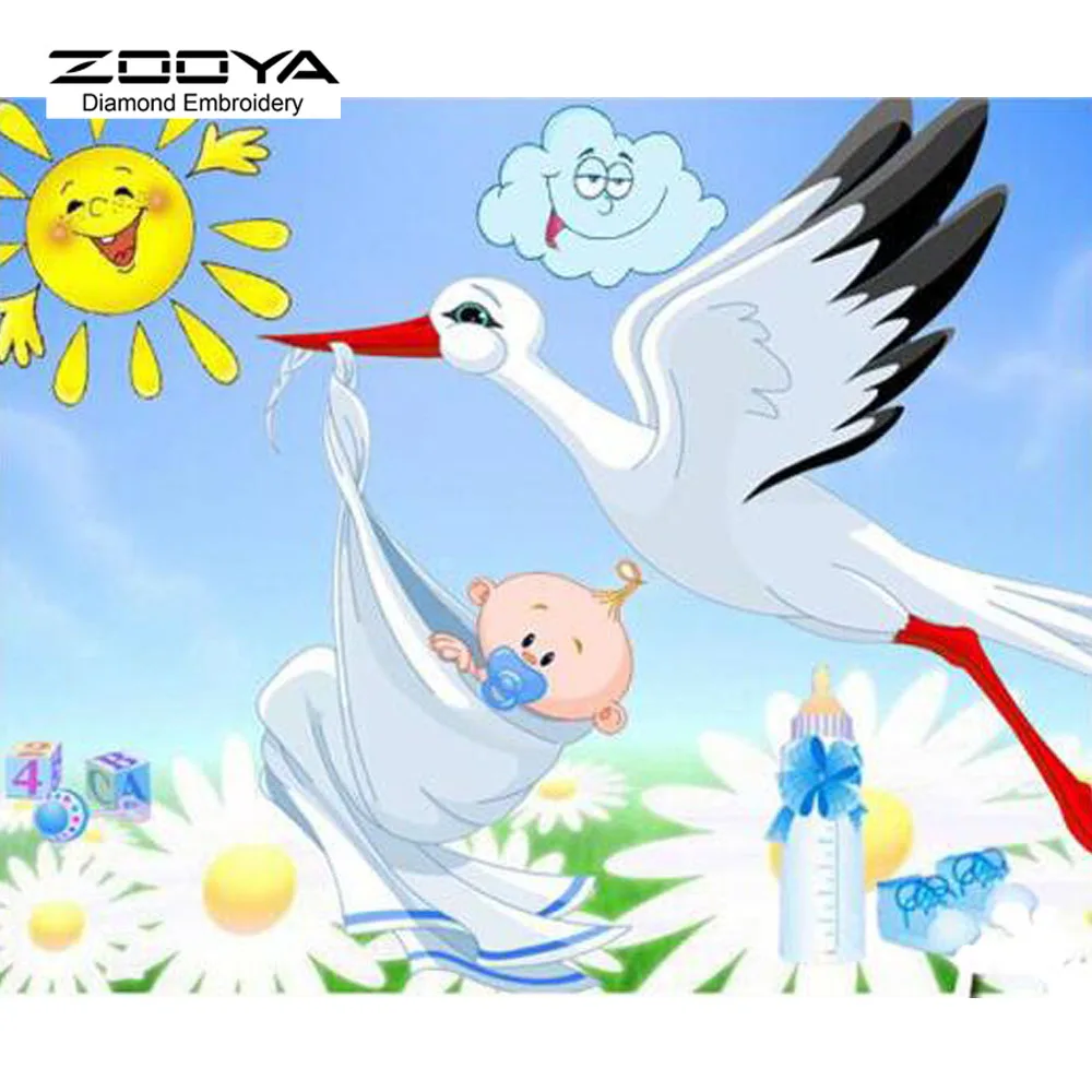

Needlework Diamond Embroidery 5D DIY Diamond Painting Cross Stitch Baby And Bird Crystal Full Diamond Set Decorative BJ397