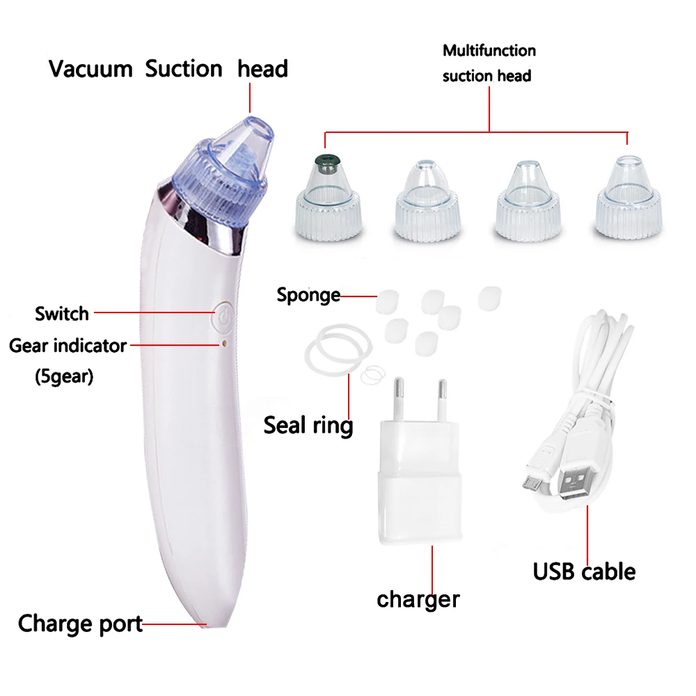 Электрический вакуумный аппарат для очистки пор вакуумный отсос для угрей акне чистая отшелушивающая очистка Comedo вакуумный очиститель пор дропшиппинг