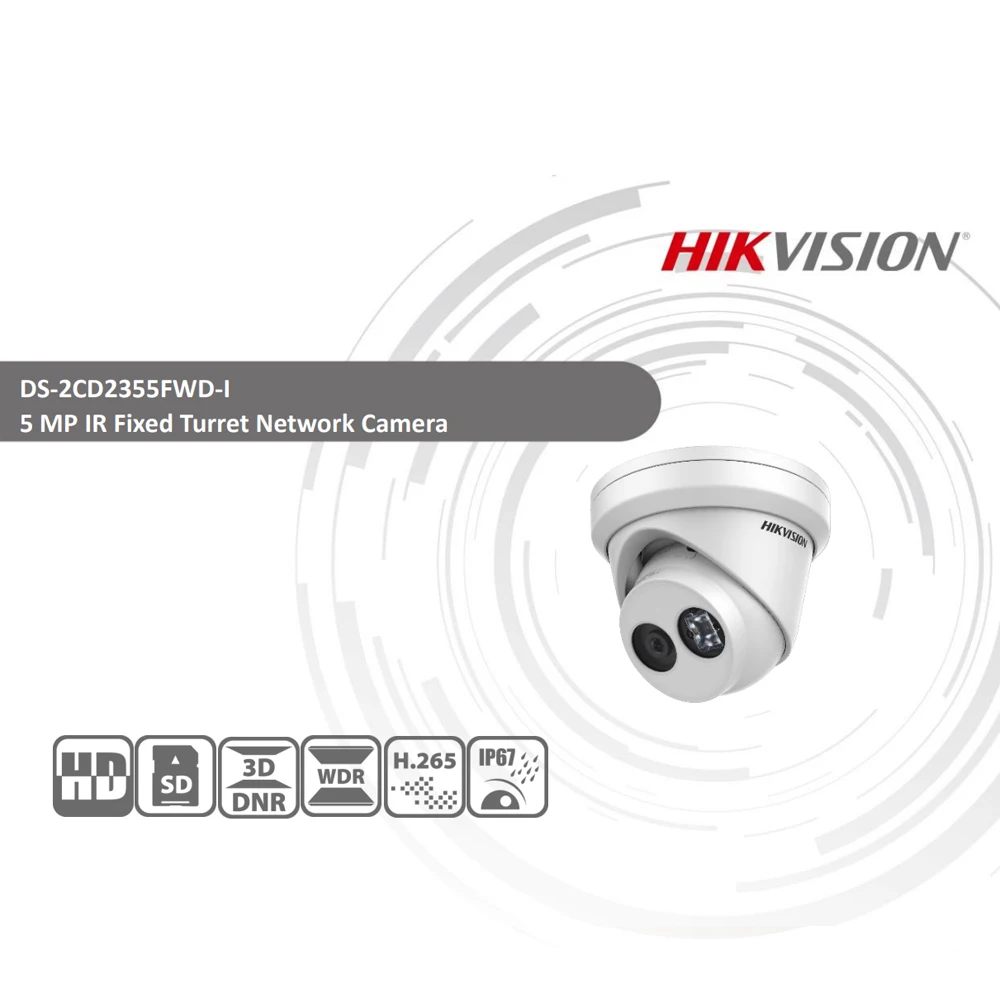 HIKVISION H.265 камера DS-2CD2355FWD-I 5MP ИК фиксированная револьверная сетевая камера мини купольная ip-камера слот для sd-карты распознавание лица