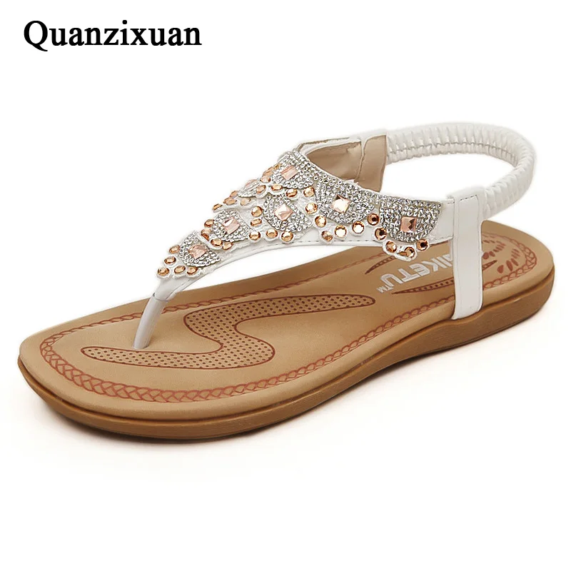 

Quanzixuan Women Sandals Summer Flat Sandals Fashion Crystal Bohemian Flip Flops Female Shoes Beach Sandals Ladies Shoes