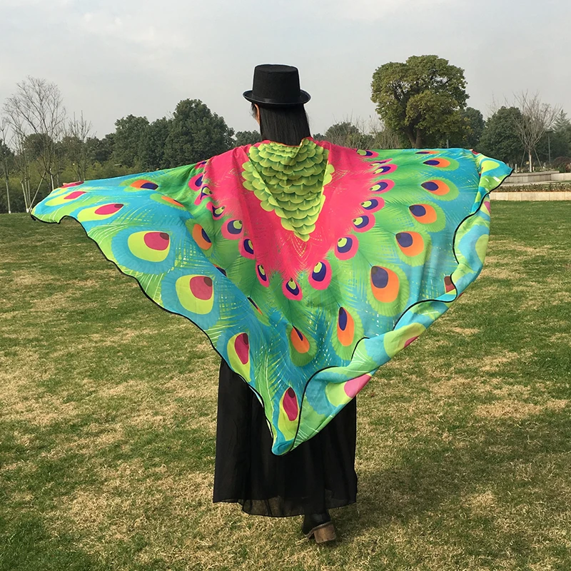 New printed Belly Dance Cloak Wing Belly Dancing Butterfly Wings Beach Skirt Shawl Butterfly Cloak Mantle 197*130 cm 10 Colors