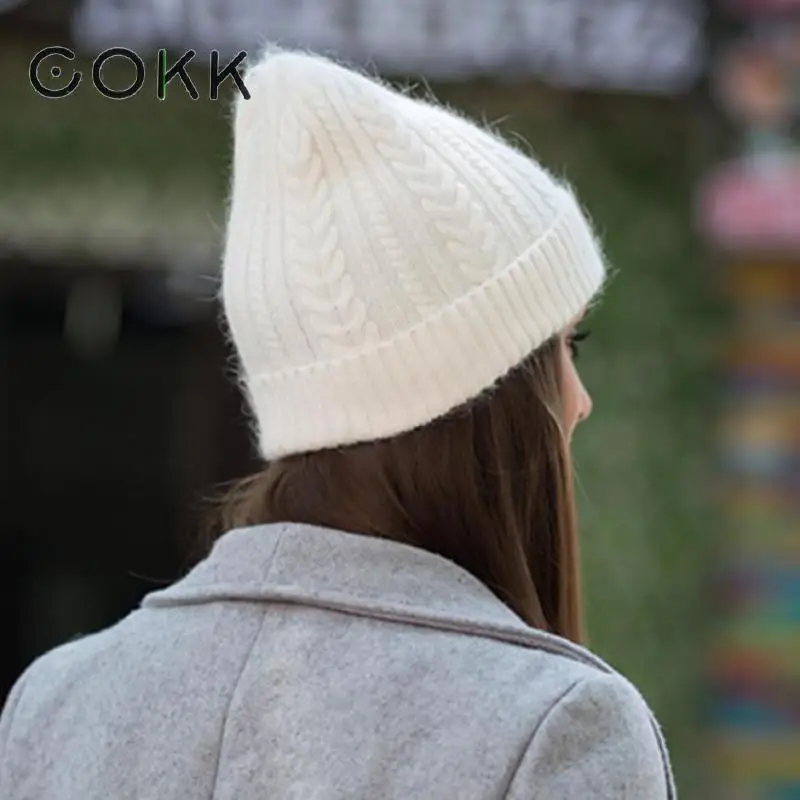 COKK зимние шапки для мужчин и женщин Skullies Beanies теплая полосатая меховая вязаная шапка женская шапка Gorros Bonnet Femme Bone мужской Toca