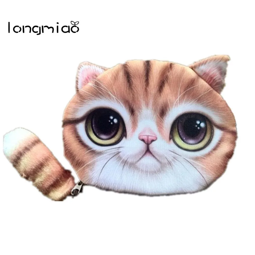 Longmiao новый маленький милый Кот Детский кошелек плюшевый бумажник с изображением