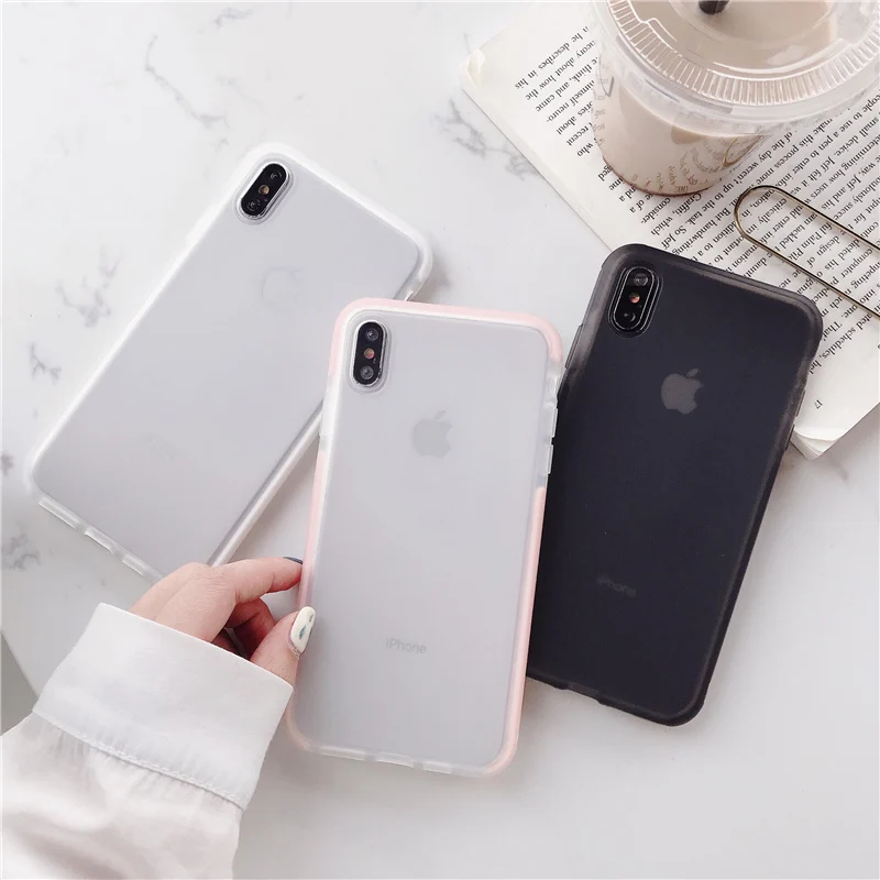 

Luxury design translucent case for iphone xr case dual layers shockproof for iphone 6s matte soft for iphone 7 8 plus xsmax xr x