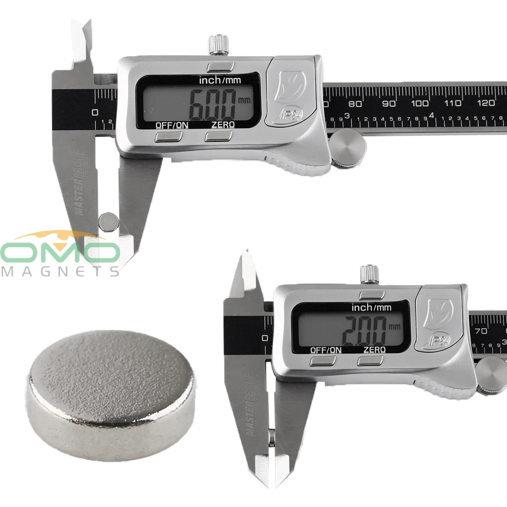 OMO Magnetics 100 шт. N35 диаметр 6 мм x 2 мм толстый диск редкоземельные неодимовые магниты никель(Ni-Cu-Ni