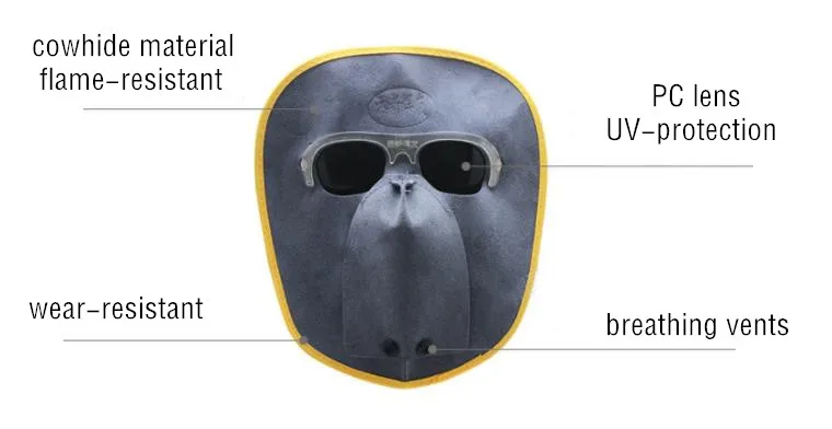 Сварочная защитная маска черно-зеленые очки высокого качества из воловьей кожи огнестойкая легкая дышащая электрическая аргонно-дуговая