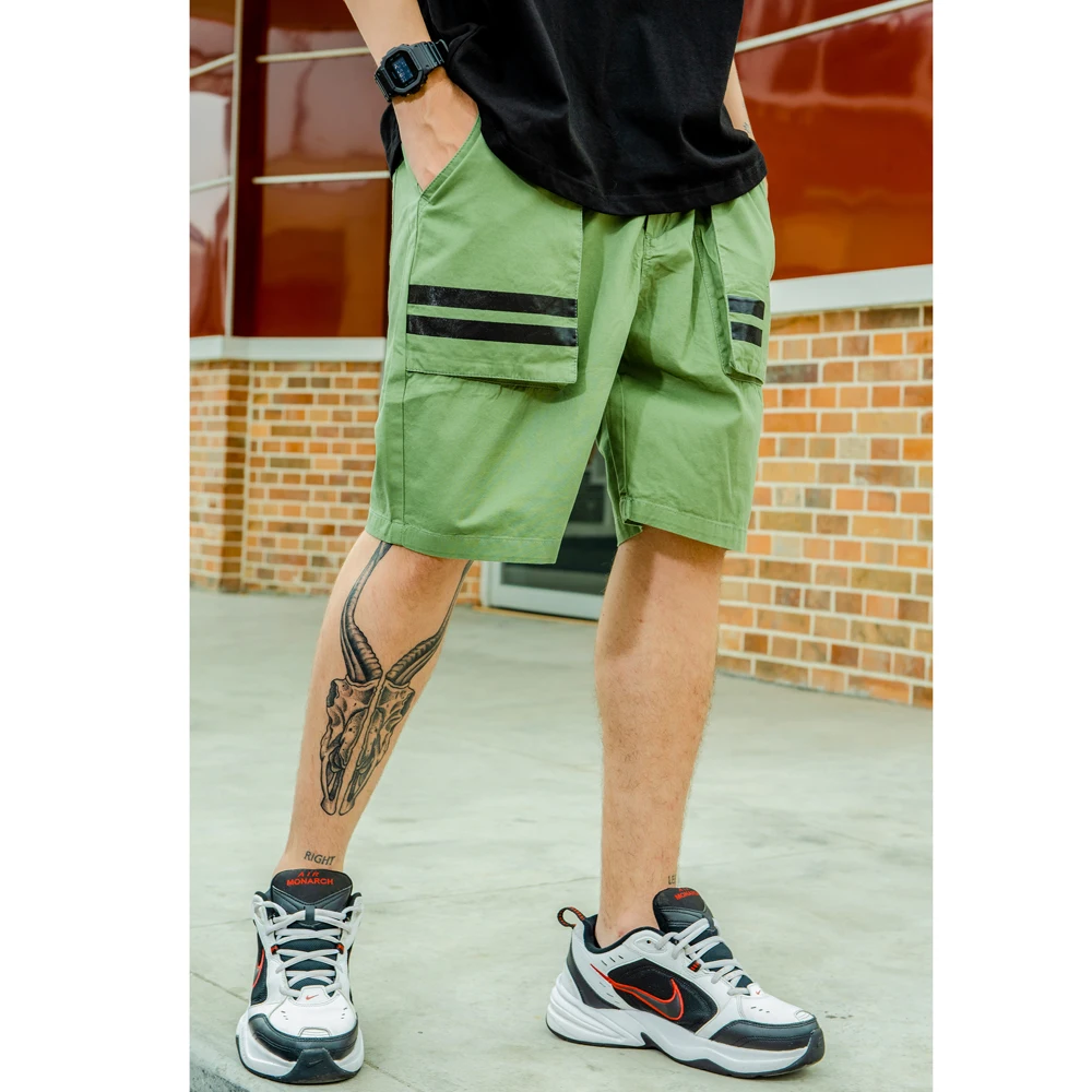 Высокое качество модные боковые шорты с большим количеством карманов для мужчин хип хоп Уличная одежда мешковатые летние хлопковые повседневные свободные шорты