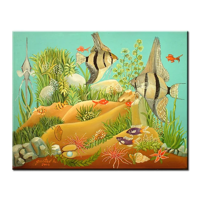 dp artisan fish art anna mary robertson grandma moses wall painting print canvas home decor oil