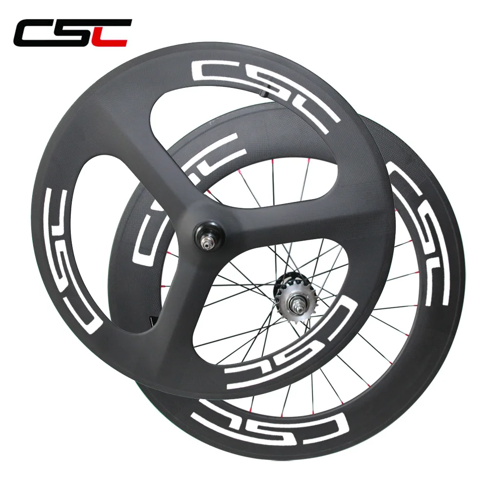 Sale Carbon Tri spoke front  wheel three spoke and 88mm track Flip flop rear wheel  Clincher 3