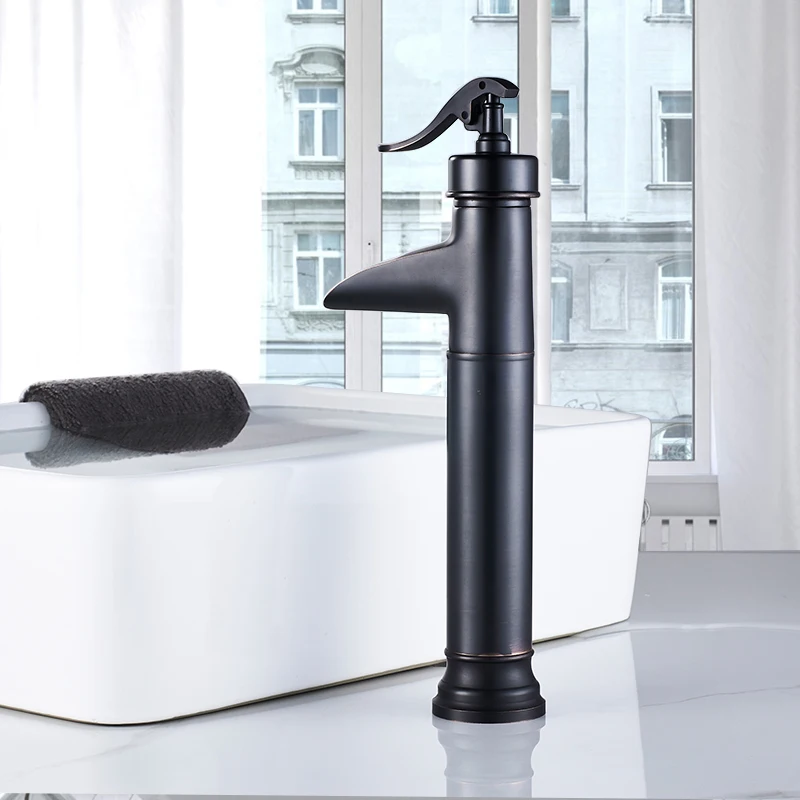 

New Arrival Blacked Bronze Basin Faucet Bath Vanity Sink Tap Hot and Cold Water Tap Single Handle Free shipping