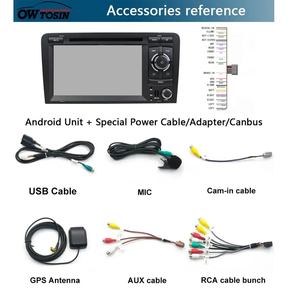 Sale 7" IPS 8 Core 4G+64G Android 9.0 Car DVD Radio Multimedia GPS Navi For Audi A3 S3 RS3 2003-2013 DSP CarPlay Parrot BT Stereo 5