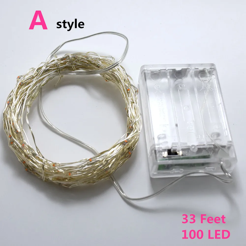 10 м 100 led на батарейках светодиодные гирлянды медная проволока сказочные огни