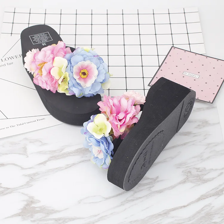 2019 Summer Female Beach Most Comfortable High Heel Wedges Shoes Flip Flops Womens Casual Slippers Sale3