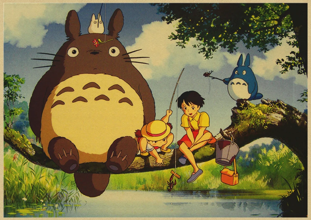 Хаяо Миядзаки мультфильм Tonari no Totoro ретро крафт-бумага плакат ВИНТАЖНЫЙ ПЛАКАТ украшение комнаты - Цвет: Серебристый