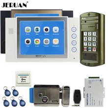 JERUAN 8“ Video Door Phone Record Intercom System kit 2 Monitor +NEW Waterproof Password HD Mini Camera 8 GB +E-lock +Power