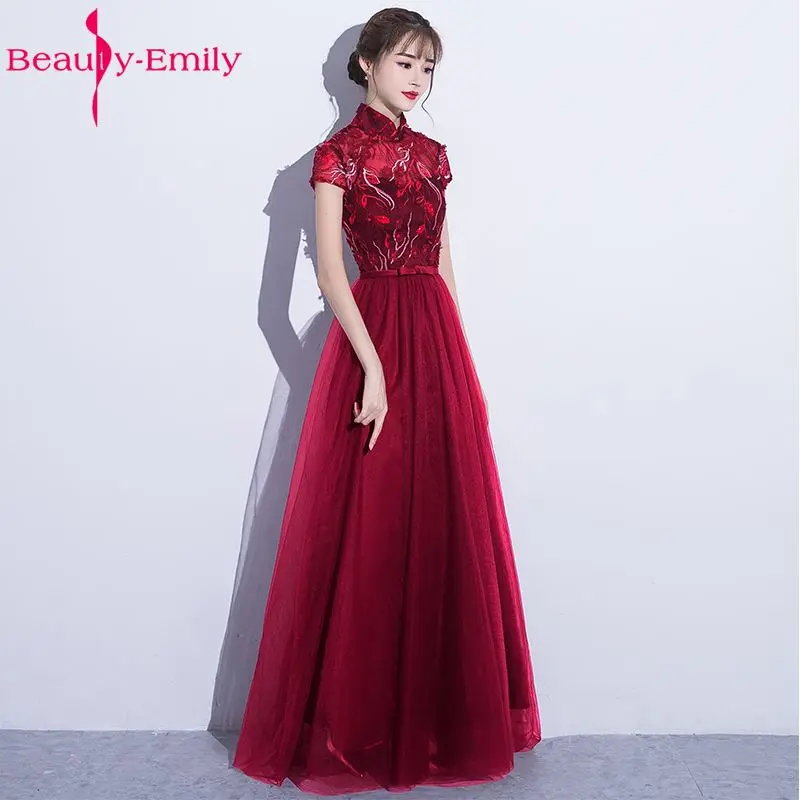 Женское вечернее платье с коротким рукавом Beauty Emily фиолетовое длинное трапеция