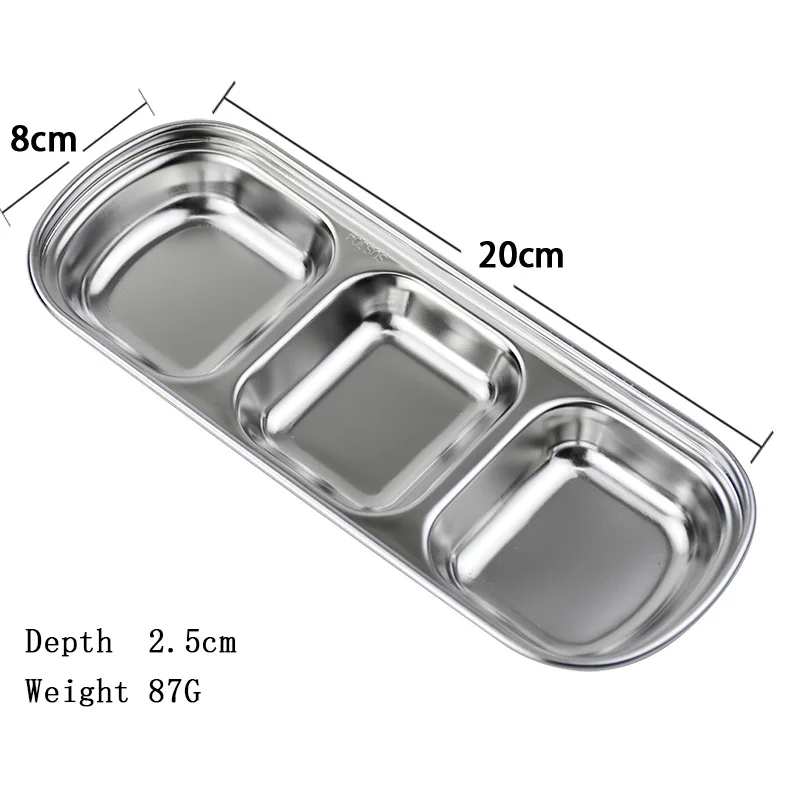 SUS 304 нержавеющая сталь перец жаркое мясо соус блюда миска еда приправа лоток отдельный уксус для суши соевые тарелки Посуда - Цвет: Square 3  frame