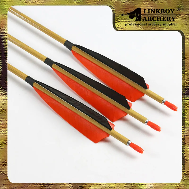 

12pcs 32inch SPine 500 Archery pure carbon arrows bamboo skin with arrow pin nock completed for bow hunting shooting