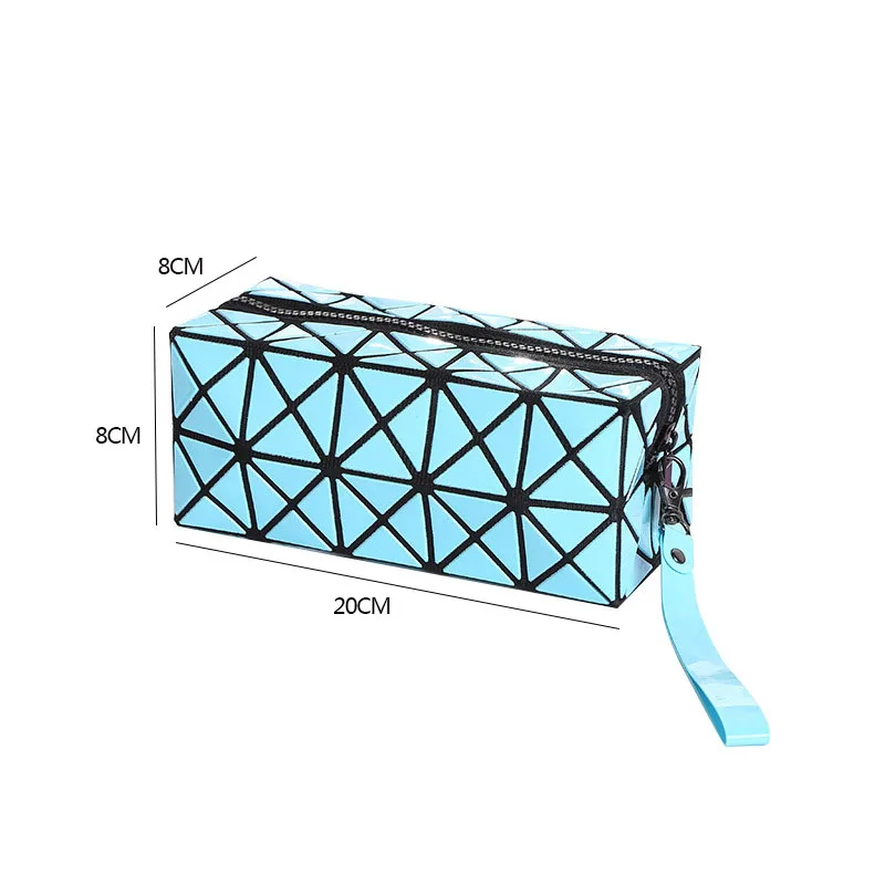 Geometric Zipper Cosmetic Bag Laser Flash Leather Ladies Cosmetic Large Storage Package Women Diamond Makeup Bag The diamond