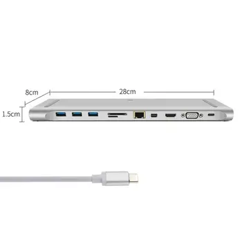 

Docking USB-C to VGA HDMI Mini Displayport Ethernet 3 HUB TF SD Charger Card Reader Multiport Adapter 11 in 1