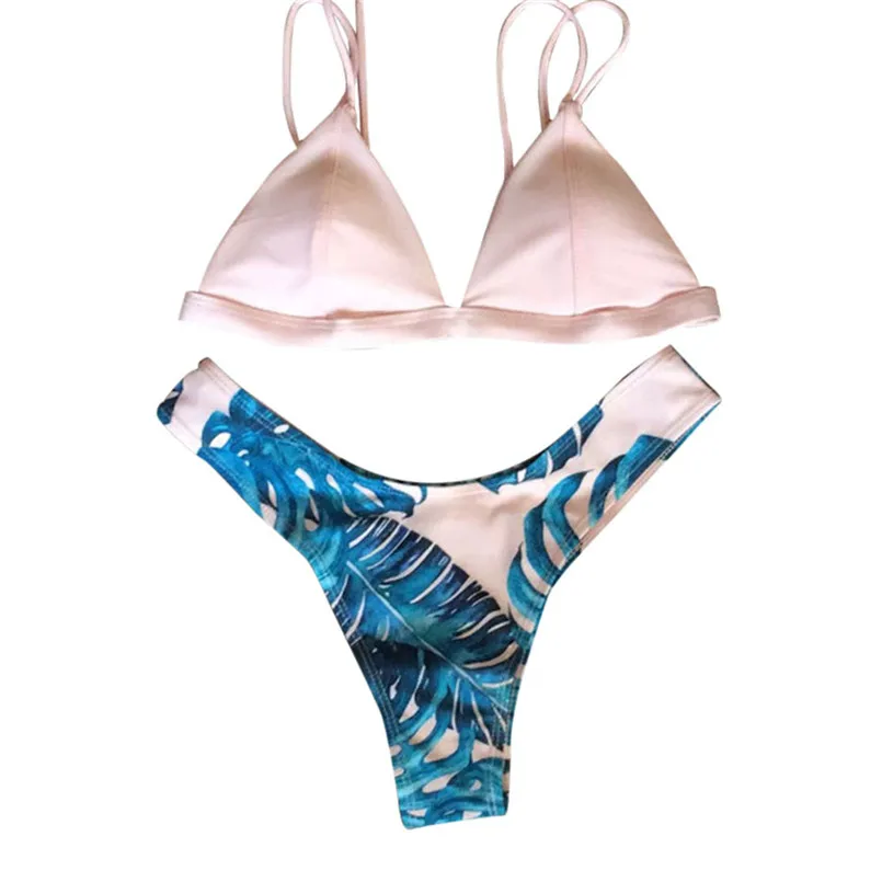 

fashion Women's halter suits bathing suit off shoulder backless Push up Padded Bra halter bearwear Swimwear Set 40mr15