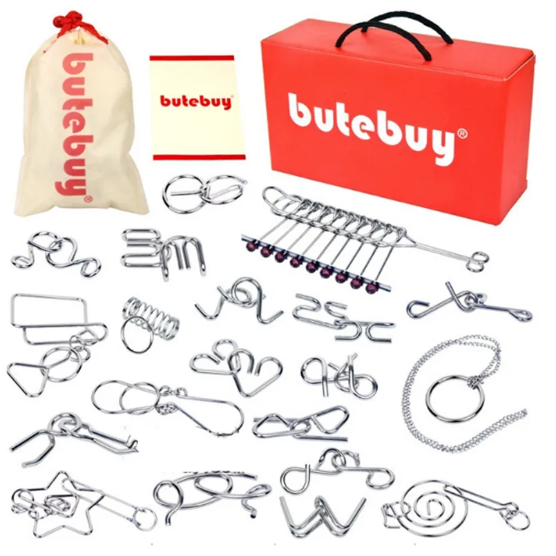 Metal Ring Iq Puzzles Difficult Games 20pcs Metal Wire Puzzle Logic Brain Teaser Set Silver Trick Toy Ideal Educational Intelligence Toys Gifts For Kids And Adults Assembly Disentanglement Puzzles Toys