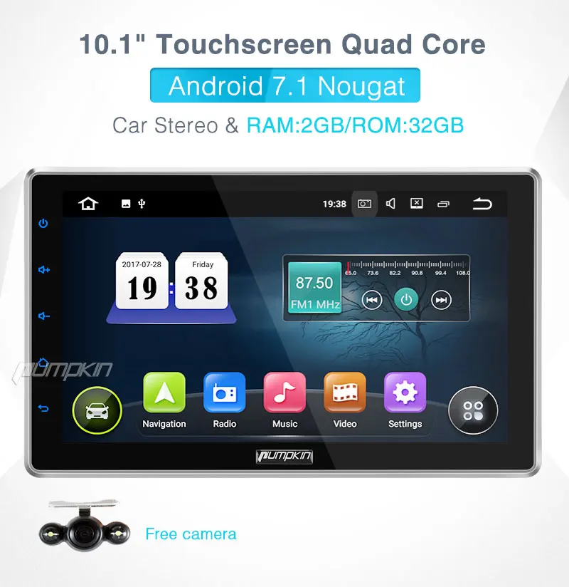 Excellent 10" Capacitive Screen Car Multimedia Player 2 Din Android 7.1 Universal Car Radio No DVD Player GPS Car Stereo Audio With Camera 2