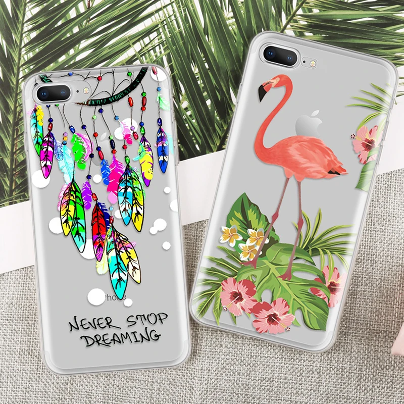 

Flower Flamingo Patterned Phone Case For iPhone X 8 8Plus 7 7Plus 6 6s Plus Soft Slim TPU Cover Capinhas Silicone Back Shell