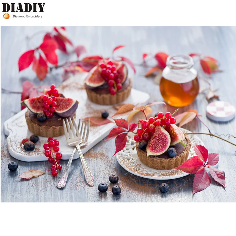 

DIADIY Dessert Fruit,5D DIY diamond painting full square,Still life embroidery cross stitch rhinestone crystal mosaic,kitchen