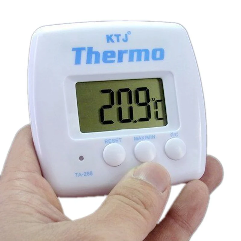 White KTJ LCD Wireless Indoor Digital Thermometer Mini C/F Selectable