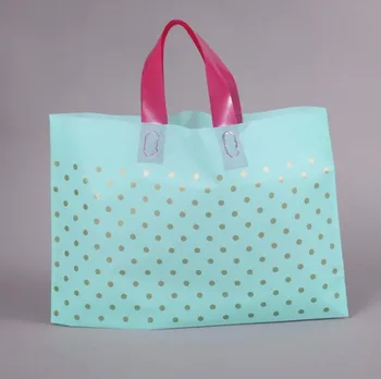 

35*25cm+6cm White Round Dots Black Plastic Bag Large Jewelry Shopping Packaging Plastic Gift Bags With Handle 50pcs/lot