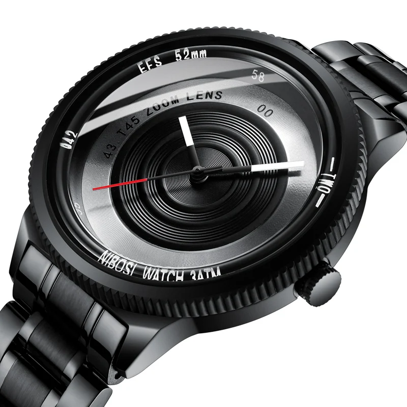 

NIBOSI Photographer Series Unique Camera Style stainless Strap Men Women Casual Fashion Sport Quartz Modern Gift Wrist Watches