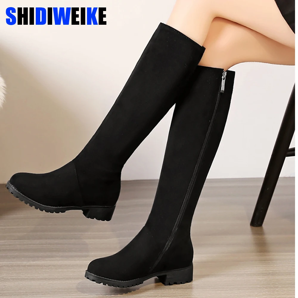 

Winter Knee High Boots Womens Fashion Boots High Heels Side Zipper Female Shoes Black Brown Large Size 43 n336