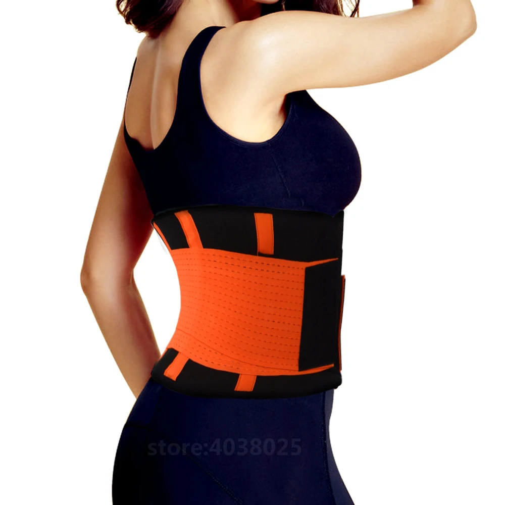 Orange Black Nylon Belt Women Posture Corrector Brace Waist Back Lumbar