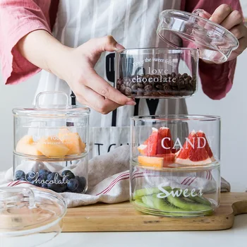 

Heat-Resistant Glass Bowls Nordic Transparent Flamingo Candy Ice Cream with Cover Storage Jar Creative Kitchen DIY Salad Bottles