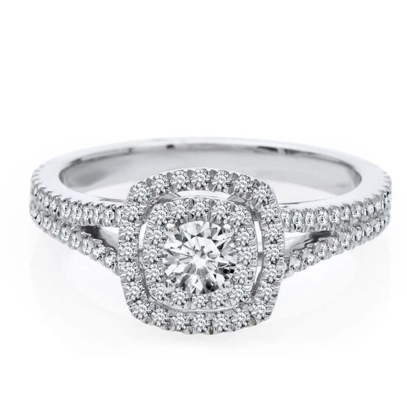 

EDI Customized Jewelry 18k White Gold 0.3CT H/VS1-VVS2 Excellent Cutting Diamond and Diamond Side Engagement Ring