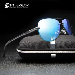 DELASSES Алюминий Магний Поляризованные авиации солнцезащитные очки Для мужчин Для женщин UV400 вождения солнцезащитные очки Винтаж Óculos De Sol