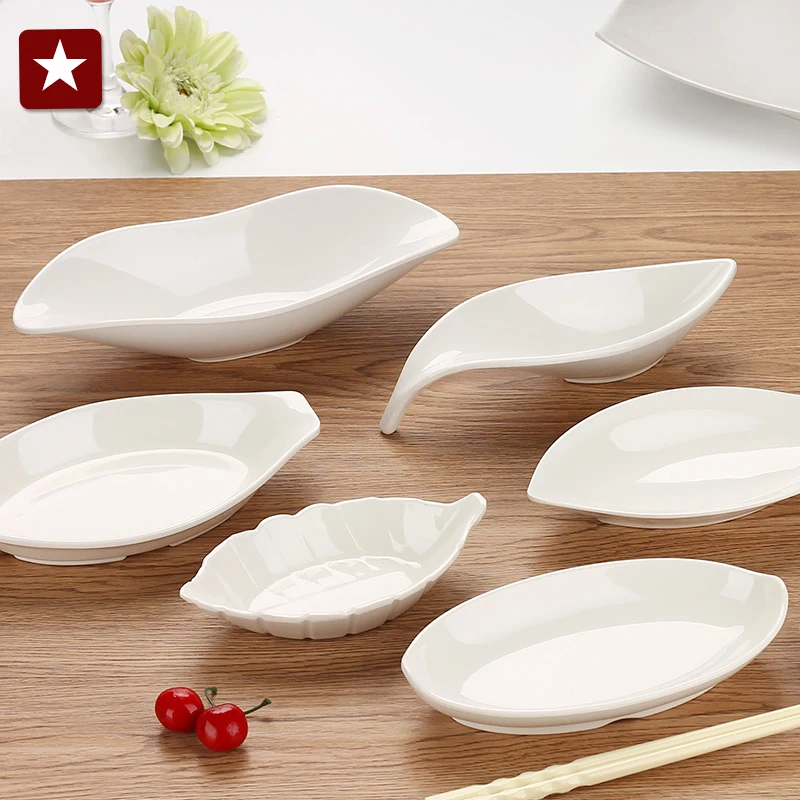 High grade white melamine plate dish dish creative thickened