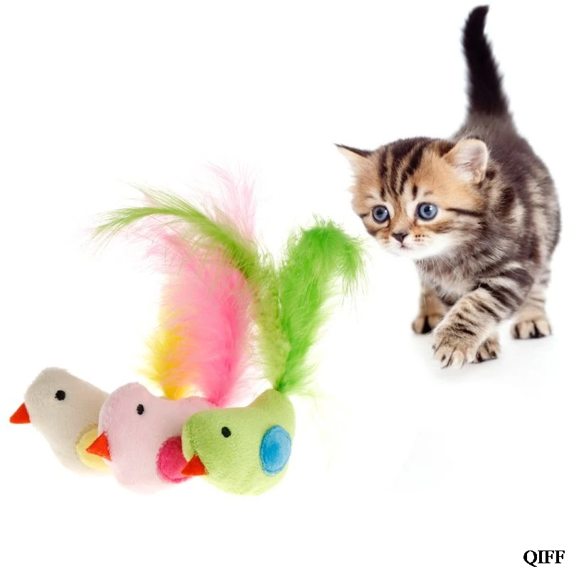 Drop Ship Cat Toys False Bird Feather Artificial Toy Play Interactive