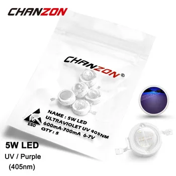 5 Pieces 5W LED Light Bulb Lamp UV 405nm Ultraviolet 6-7V 600mA-700mA High Power 5 W Watt Purple Ultra Violet Chip 5Watt DIY COB