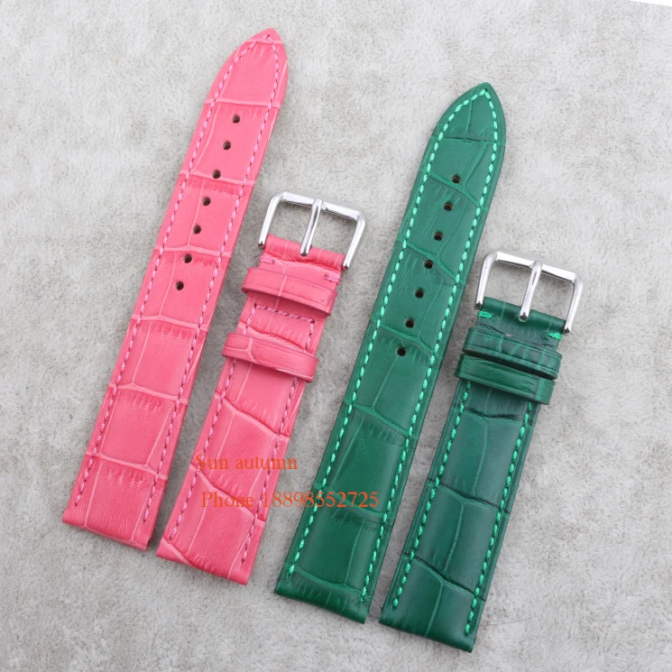

for women watchband 12mm 14mm 16mm Genuine Leather watchband Watch Accessorie Green watch Bracelet Hot selling strap