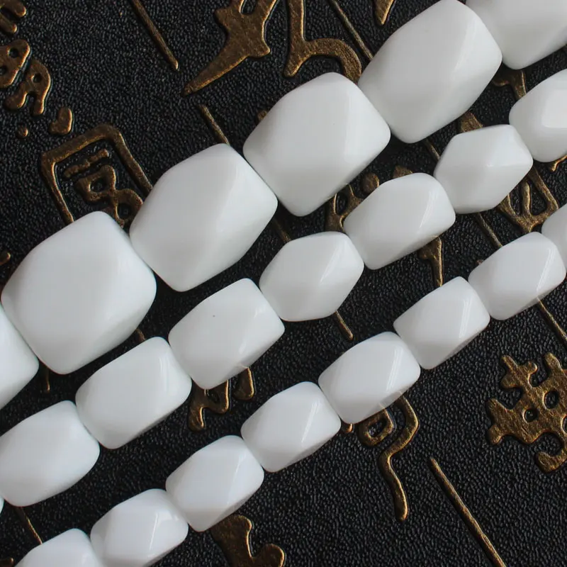 Faceted white porcelain  Rectangular column beads 15inch ,Wholesale For DIY Jewellery Free Shipping !