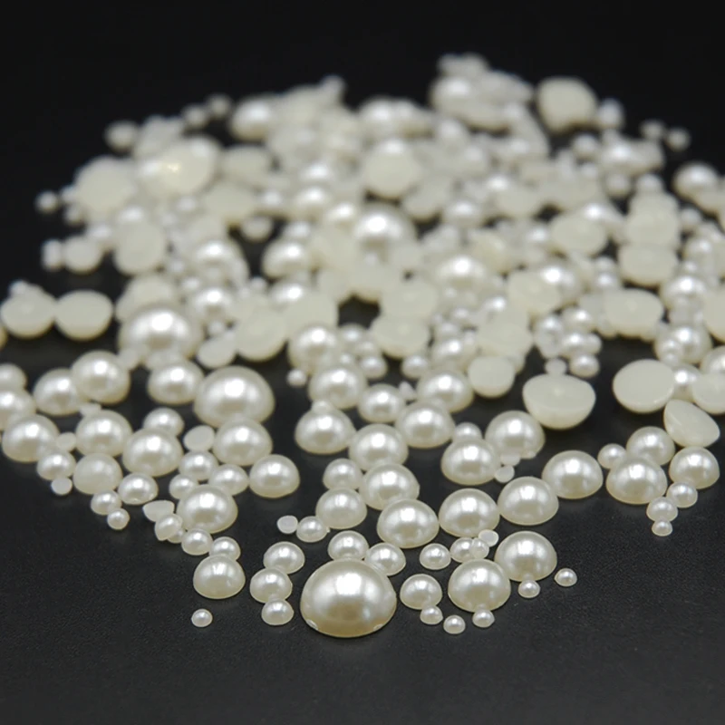 

High quality 500pack beige white sequins nail beads pearl small mixed size rhinestone DIY nail art pearl ornament