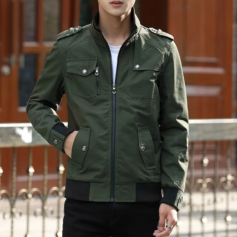 AliExpress new spring hot sale men's wild casual stand collar jacket cotton washed Slim collar men's jacket 4 color optional