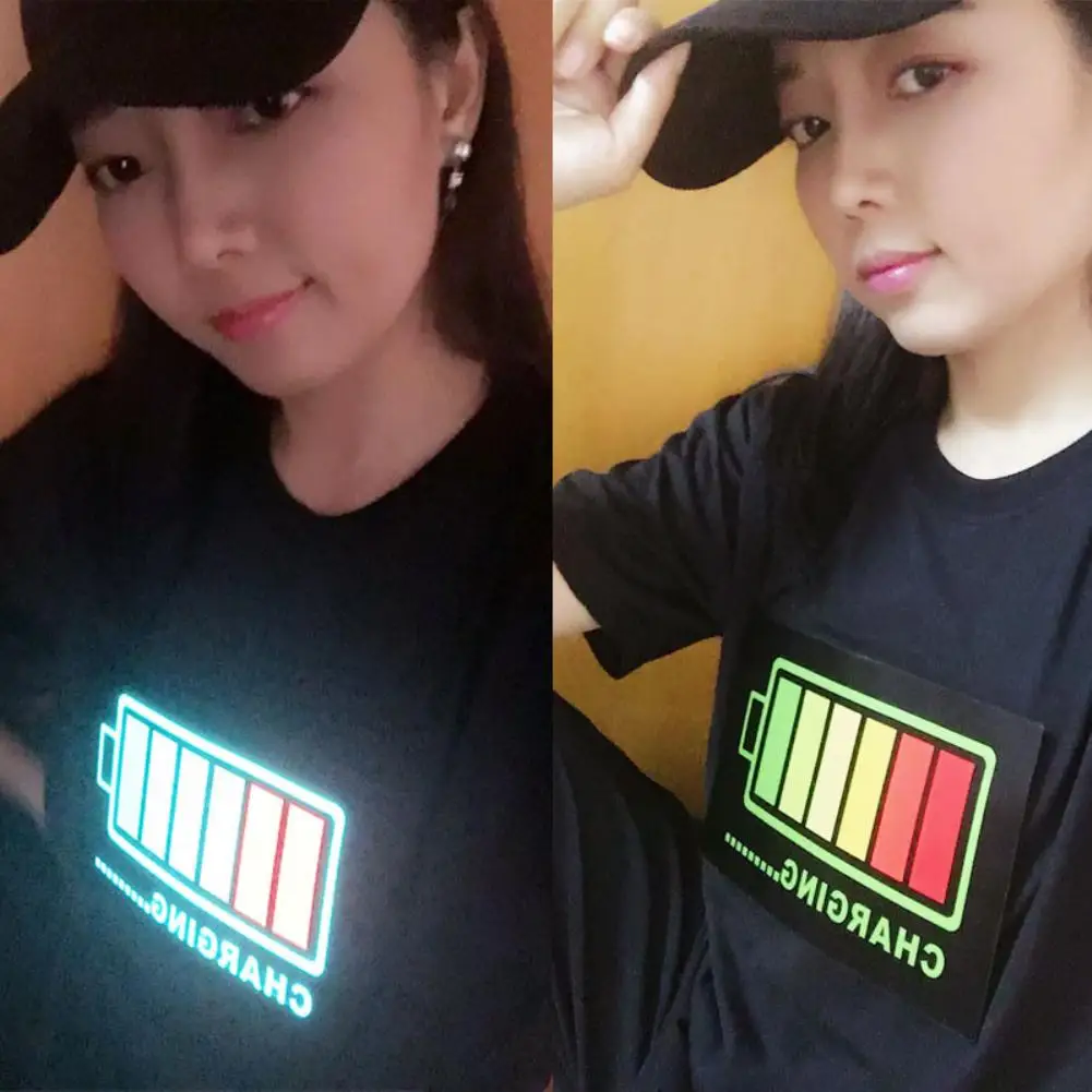 

Simple Sound Activated Music LED Flashing Light Unisex Party Disco Summer T-Shirt Top