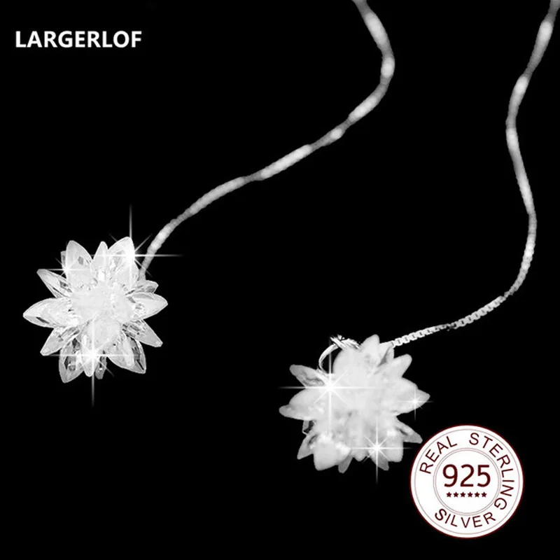

LARGERLOF 925 Sterling Silver Earrings Women Fine Jewelry Long Earrings For Women ED35204