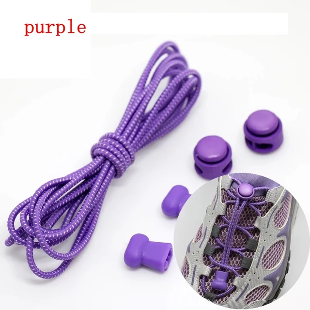 1 Pair Sports Elastic ShoeLaces No tie Shoe Laces Kids Adult Lazy Locking laces Shoe accessories lacets elastique chaussure Purple