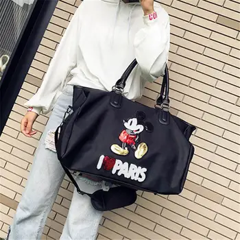 

Disney new embroidered Mickey handbag ladies travel portable shoulder diagonal bag large capacity waterproof gym bag