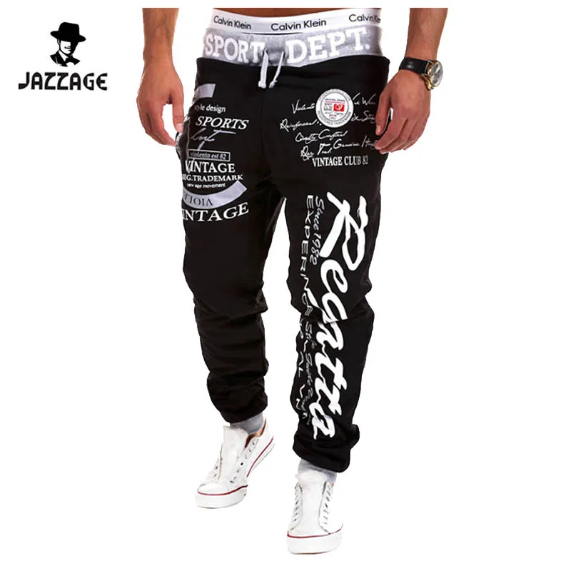 Corredores dos homens Pantalon 2018 Masculino Calças Dos Homens Da Marca Carta Hit Impressão Sweatpants Jogger Calças pretas XXL 5 cores