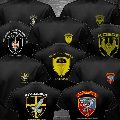 

Serbia Special Forces Police Anti Terroris Unit Army CAJ Falcons Cobra men two sides military Casual tee USA size S-3XL
